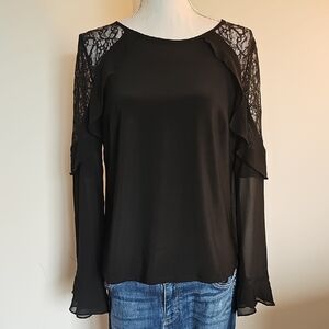 White House Black Market Black Lace Blouse